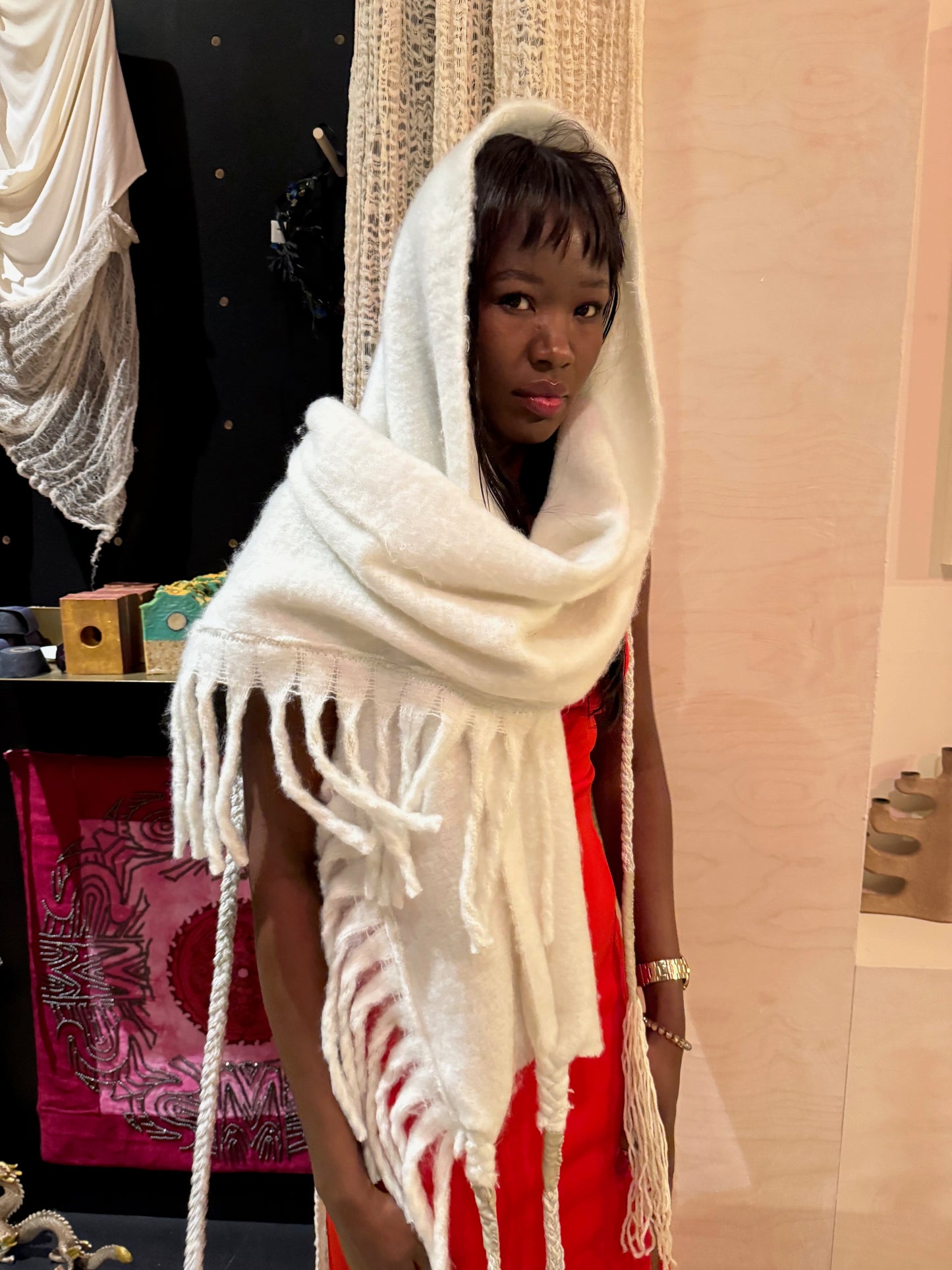 Desert Scarf Handcrafted Desert Scarf with Hand dyed Gauze Layer, Cotton Scarf, Beduin Scarf, Ceremony Headdress, Desert Shawl (Copy)