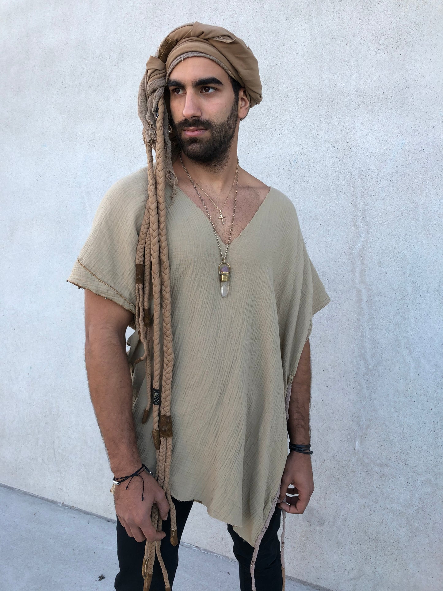 Desert Scarf Handcrafted Desert Scarf with Hand dyed Gauze Layer, Cotton Scarf, Beduin Scarf, Ceremony Headdress, Desert Shawl