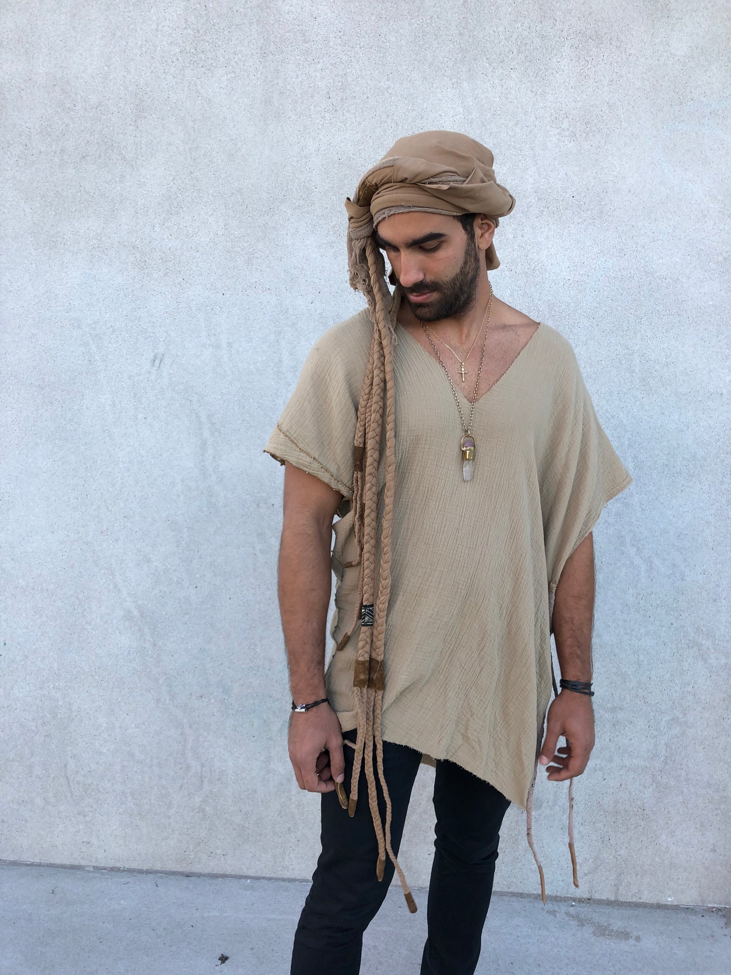 Desert Scarf Handcrafted Desert Scarf with Hand dyed Gauze Layer, Cotton Scarf, Beduin Scarf, Ceremony Headdress, Desert Shawl