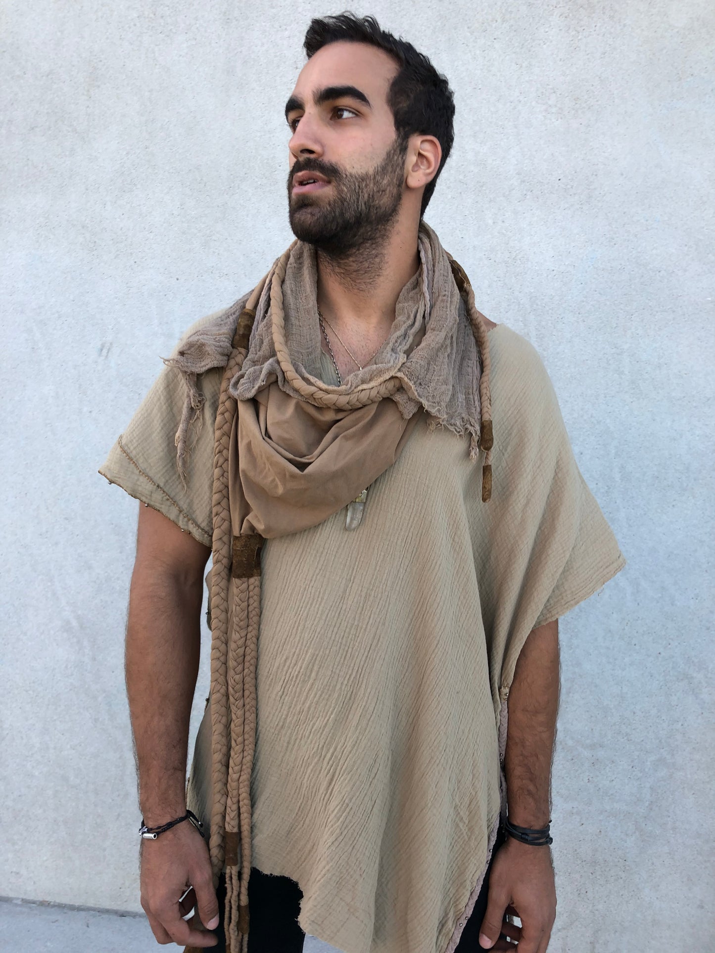 Desert Scarf Handcrafted Desert Scarf with Hand dyed Gauze Layer, Cotton Scarf, Beduin Scarf, Ceremony Headdress, Desert Shawl