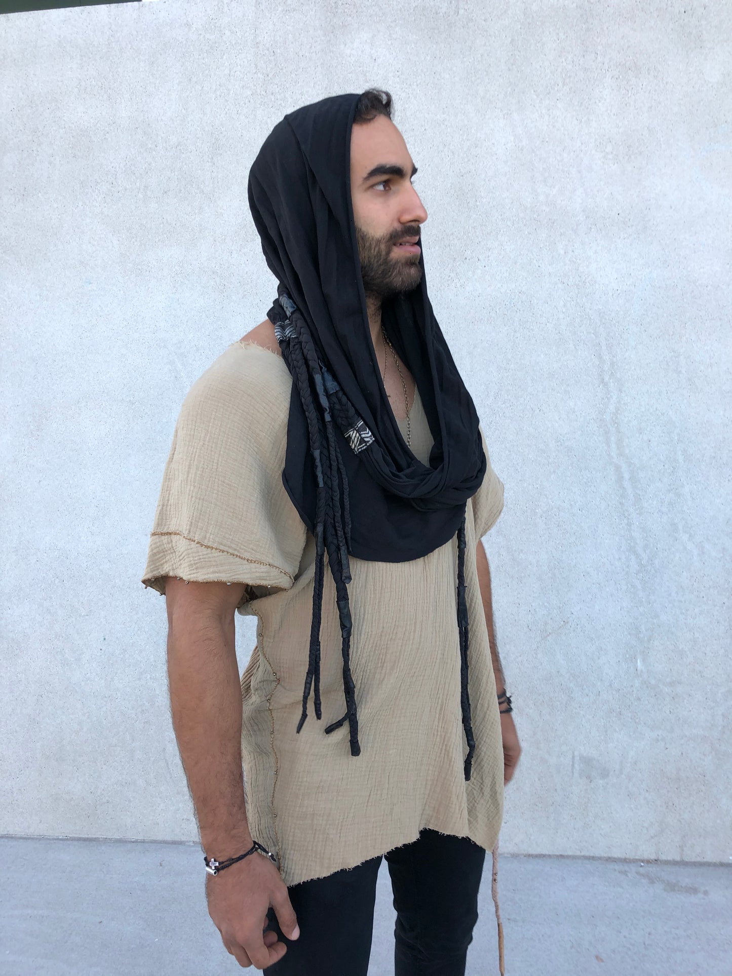 Handcrafted Desert Scarf with Hand dyed Gauze Layer, Cotton Scarf, Beduin Scarf, Ceremony Headdress, Desert Shawl