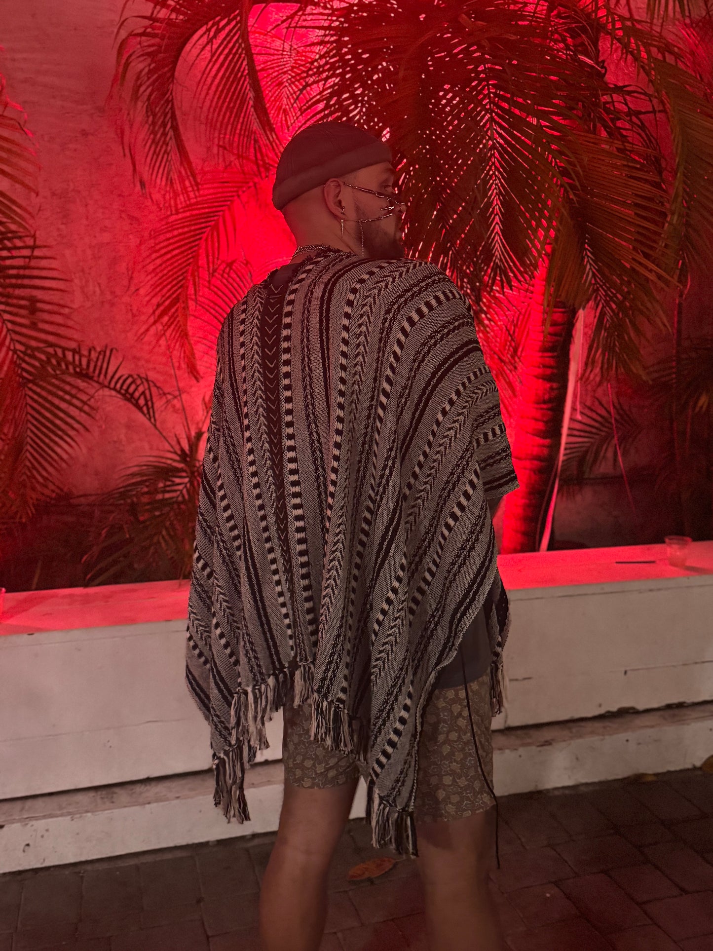 Handwoven Cotton Black And White Tribal Woven Ponacho